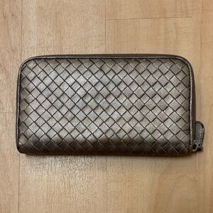 Bottega Veneta Bronze Woven Leather Wallet